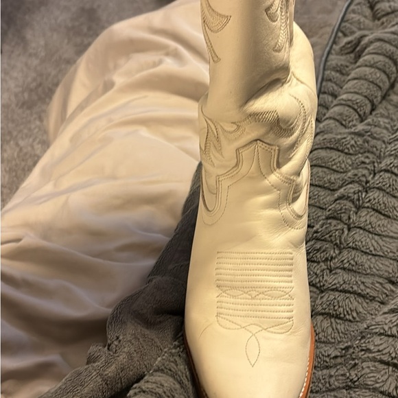 Boots. Tecovas Bone Calfskin Cowboy Boots - Picture 3 of 11